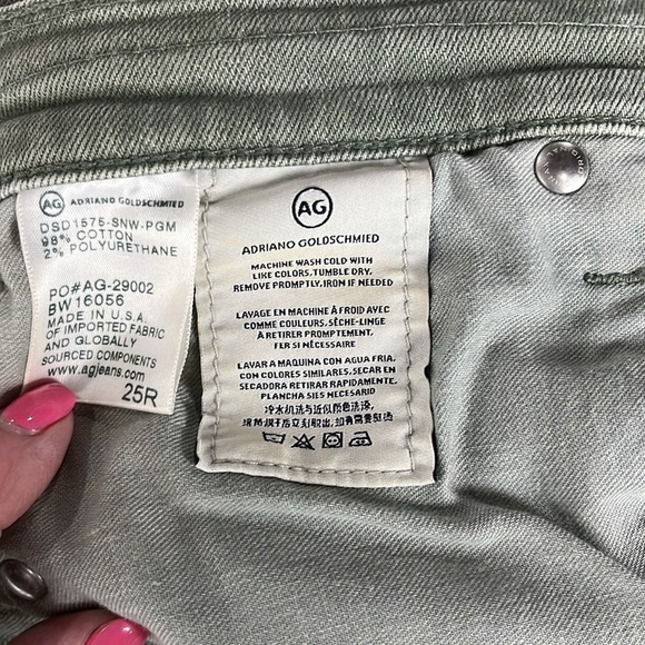 AG Adriano Goldschmied Womens Jeans 25R Dusty Green Ex-Boyfriend Slim Distressed - Picture 12 of 16